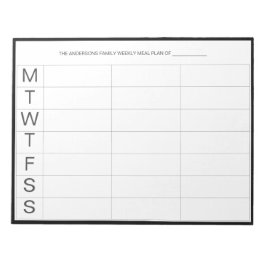 Minimalistischer moderner Wochenmehlplaner Notepad Notizblock