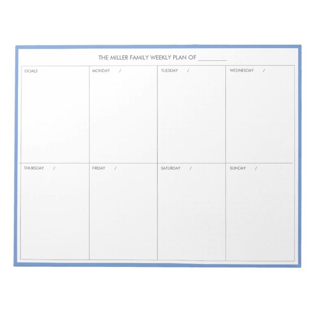 Minimalistischer moderner Wochenplaner Notepad |Bl Notizblock (Vorderseite)