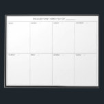 Minimalistischer moderner Wochenplaner Notepad Notizblock<br><div class="desc">Minimalistischer moderner Wochenplaner | Planen und planen Sie Ihre Woche mit diesem minimalistischen, modernen Wochenplaner. Es ist die ganze Woche über mit einem schwarzen Rahmen versehen. Dieser minimale Design-Wochenplaner wird perfekt als Geschenk für Ihr Selbst oder irgendjemanden sein. Personalisieren Sie diese mithilfe der angegebenen Felder und verwenden Sie die Funktion...</div>