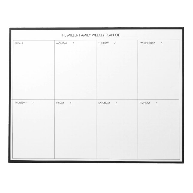 Minimalistischer moderner Wochenplaner Notepad Notizblock (Vorderseite)