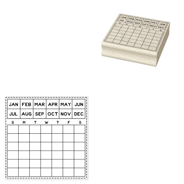 Minimalistischer Monatskalender Gummistempel (Stempel)