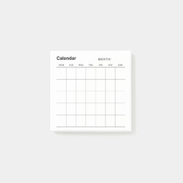 Minimalistischer Monatskalender Post-it Klebezettel