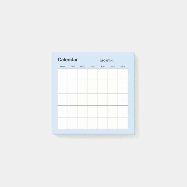Minimalistischer Monatskalender Post-it Klebezettel (Vorderseite)