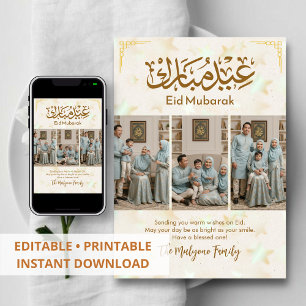 Minimalistischer Mond & Sterne Eid Mubarak Familie Feiertagskarte