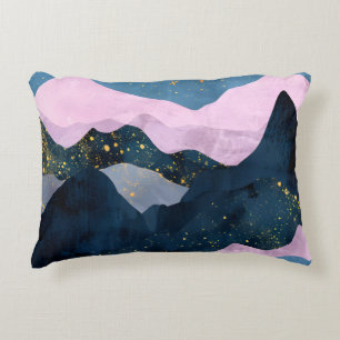 Minimalistischer Mond Sternen Himmel Bergtal Dekokissen