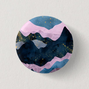 Minimalistischer Mond Sternenhimmel Bergtal Button