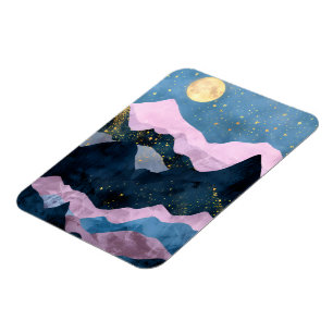 Minimalistischer Mond Sternenhimmel Bergtal Magnet