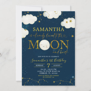 Minimalistischer Mond und Sterne Einladung