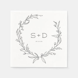 Minimalistischer Mongram formaler Hochzeitcocktail Serviette