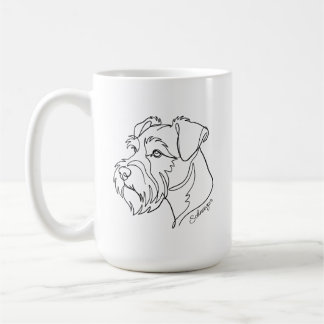 Minimalistischer monochromer Schnauzer Linienkunst Kaffeetasse