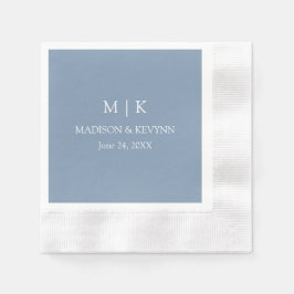 Minimalistischer Monogram Wedy Dusty Blue Cocktail Serviette