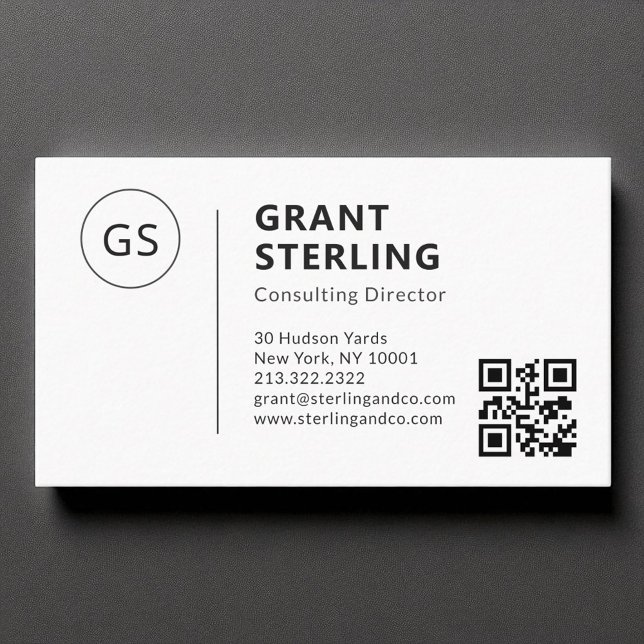 Minimalistischer Monogramm Beruflicher QR-Code Visitenkarte (Von Creator hochgeladen)