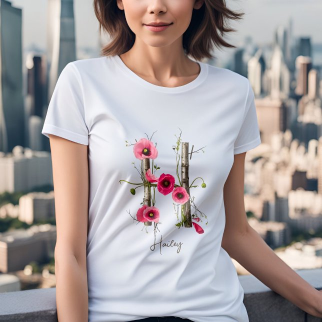 Minimalistischer Monogramm Letter H mit Pflücken u T-Shirt (Von Creator hochgeladen)