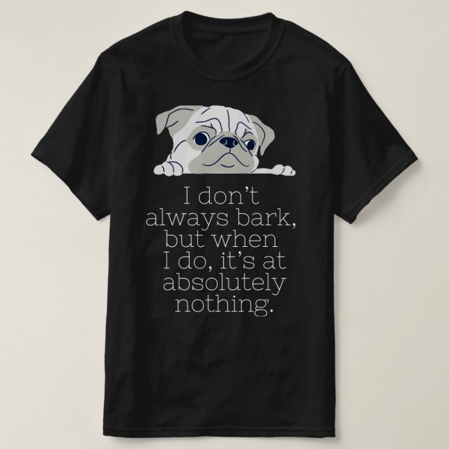 Minimalistischer Mops Schwarzer T - Shirt: Rinde T-Shirt (Design vorne)