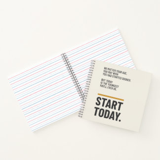 Minimalistischer Motivationsspruch für den Start h Notizbuch
