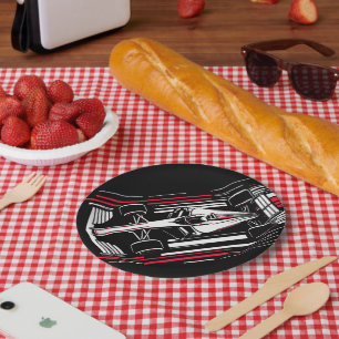 Minimalistischer Motorsport-Formel-Rennwagen-Gesch Pappteller
