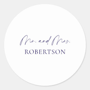 Minimalistischer Mr. & Mrs. Aufkleber – Weißer Hin