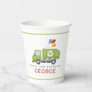 Minimalistischer Müllwagen Jungen Geburtstag Pappbecher