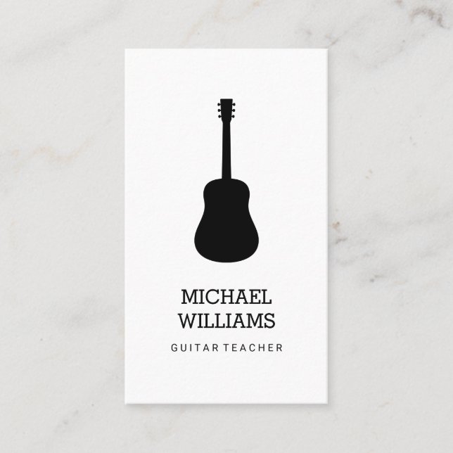 Minimalistischer Musiker-Akustikgitarre Visitenkarte (Vorderseite)