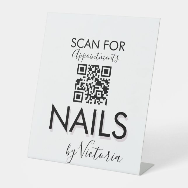 Minimalistischer Nagelstudio-Termin-QR-Code   Sockelschild (Vorderseite)