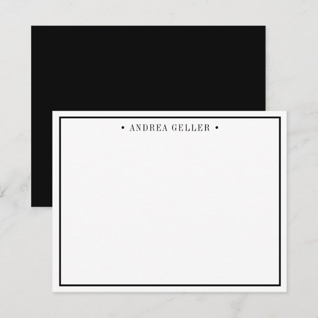 Minimalistischer Name der klassischen schwarzen Gr Mitteilungskarte (Vorne/Hinten)