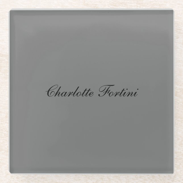 Minimalistischer Name des klassischen Handschrifte Glasuntersetzer (Vorderseite)