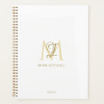 Minimalistischer Name des Monogramms "White Gold" Planer<br><div class="desc">Dieses schlichte,  elegante,  stilvolle Weißgold-Design zeichnet sich durch Ihren personalisierten Namen und Ihre Monogramm in trendiger,  stilvoller Topografie aus. Dieser Artikel kann und ein ausgezeichnetes Geschenk für Sie,  Ihre Familie und Freunde.</div>