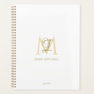 Minimalistischer Name des Monogramms "White Gold" Planer