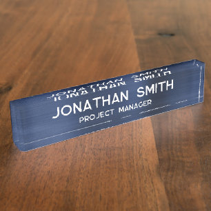 Minimalistischer Name des Navy Blue Brushed Metal Namensplakette