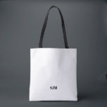 Minimalistischer Name für benutzerdefinierte Monog Tasche<br><div class="desc">Minimalistische elegante,  moderne Schwarz-Weiß-Monogramm-Initialen mit dem Namen personalisiert Tote Bag</div>