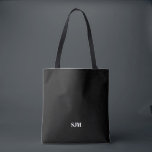 Minimalistischer Name für benutzerdefinierte Monog Tasche<br><div class="desc">Minimalistische elegante,  moderne Schwarz-Weiß-Monogramm-Initialen mit dem Namen personalisiert Tote Bag</div>