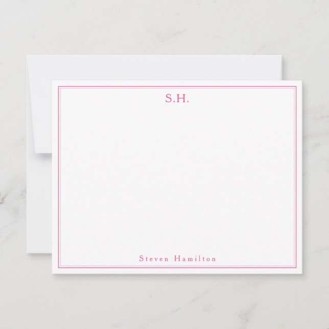 Minimalistischer Name für das Classic Hot Pink Mag Mitteilungskarte (Vorderseite)