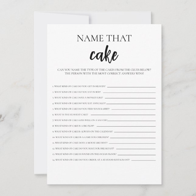Minimalistischer Name für die Game-Karte des Cake- Einladung (Vorderseite)