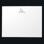 Minimalistischer Name für Monogramm-Skripte Notizblock<br><div class="desc">Einfache,  moderne Monogramm-Schreibwaren mit fett formatiertem Kleinbuchstabenmonogramm,  das zunächst in Weich-Grau und in Schwarz als Skriptname geschrieben wurde. Personalisieren Sie mit Ihren eigenen Farben und Namen.</div>