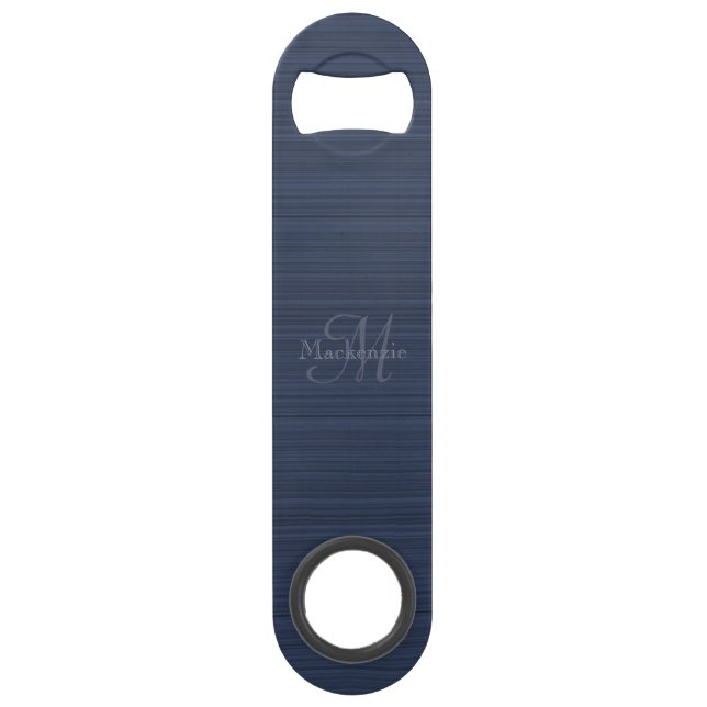 Minimalistischer Name für Navy Blue Strips Speed Flaschenöffner (Vorderseite)