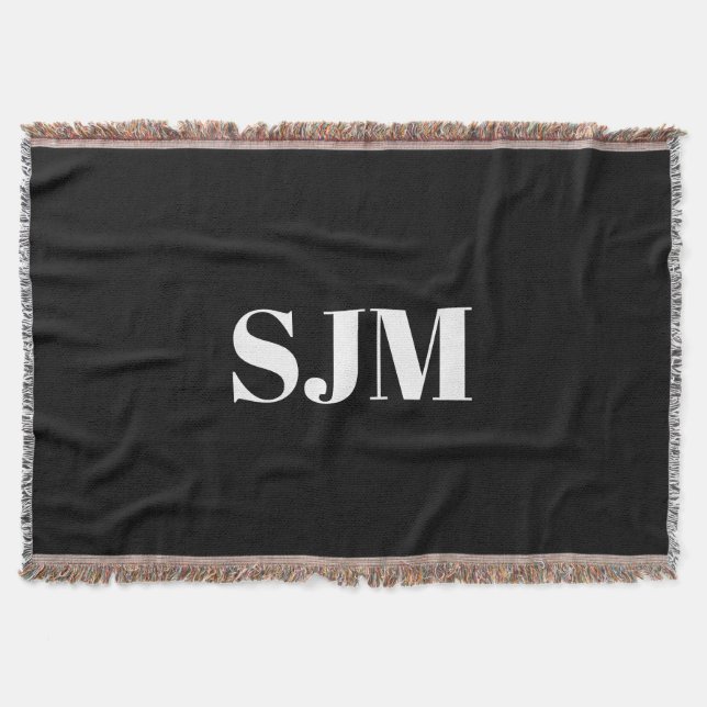 Minimalistischer Name für schwarze Monogramm Decke (Vorderseite)