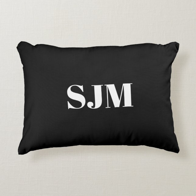 Minimalistischer Name für schwarze Monogramm Dekokissen (Vorderseite)