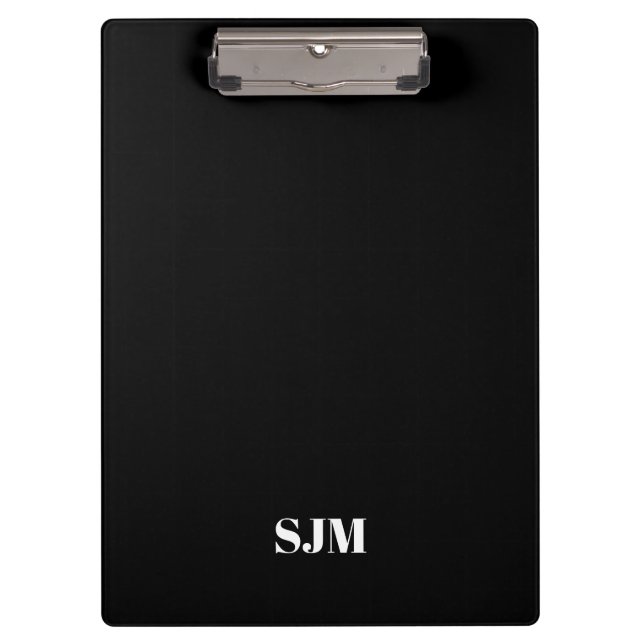 Minimalistischer Name für schwarze Monogramm Klemmbrett (Vorderseite)