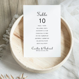 Minimalistischer Name Hochzeitstabelle 10 Sitzplan Einladung