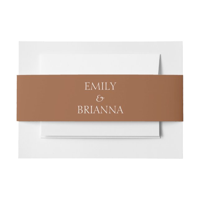 Minimalistischer Name Terracotta boho Burnt Einladungsbanderole (Vorderseite Beispiel)