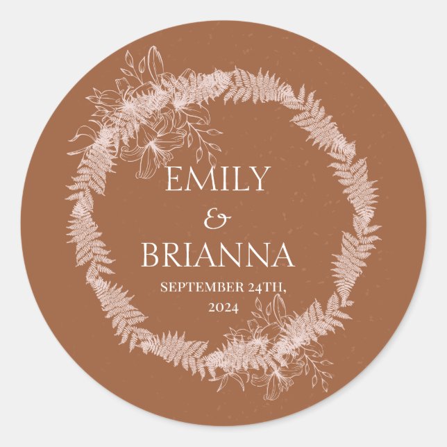 Minimalistischer Name Terracotta boho Burnt Runder Aufkleber (Vorderseite)