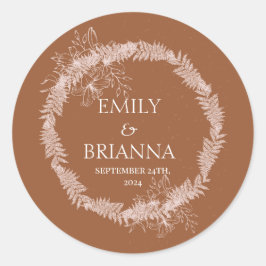 Minimalistischer Name Terracotta boho Burnt Runder Aufkleber