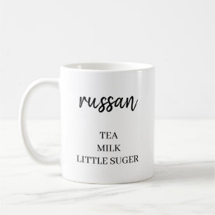 Minimalistischer Namensgetränkewunsch Tee Milch Zu Kaffeetasse