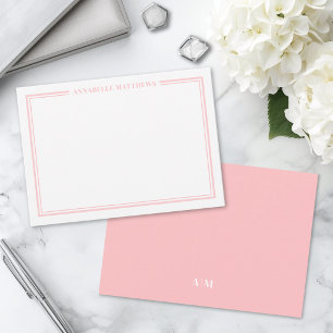 Minimalistischer Namensmonogramm mit rosafarbenem Mitteilungskarte
