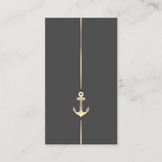 Minimalistischer Nautical-Gold-Anker Visitenkarte (Vorderseite)