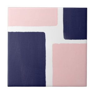 Minimalistischer Navy Blue Blush-Farbblock Fliese