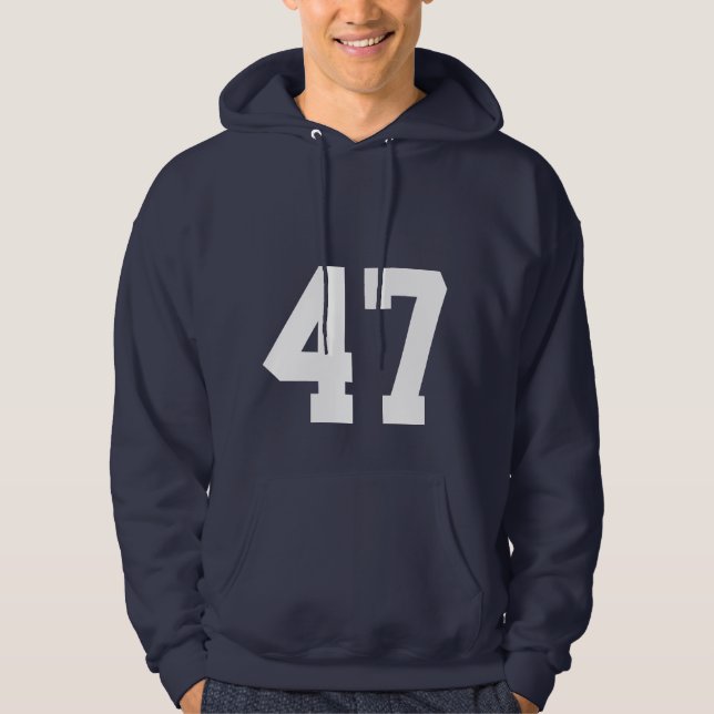 Minimalistischer Navyblauer Kapuzenpullover Nummer Hoodie (Vorderseite)