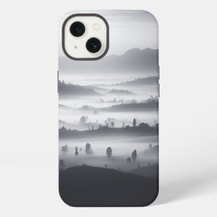 Minimalistischer nebliger Wald-Handyhülle Schwarz iPhone Hülle
