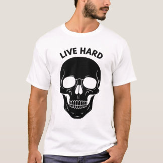Minimalistischer Neon Glow Skull T - Shirt - Live 