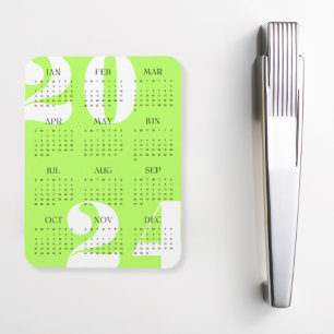 Minimalistischer Neon-Grün-Weiß-Schwarz-2024-Kalen Magnet